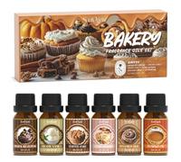 SoulOrigin Bakery Essential Oils Set, Fragrance Oil Set for Oil Diffusers, Scented Oils for Soap Candle Making 6x10ml - Creamy Vanilla, Coffee Cake, Candy Cookies, Cinnamon Roll, and Pumpkin Pie