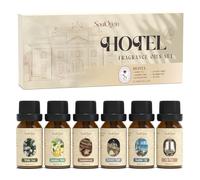 SoulOrigin Hotel Essential Oils Set for Oil Diffusers, Scented Oils for Soap Candle Making 6x10ml - White Tea, Jasmine Mint, Sandalwood, Luxury Night, Seaside City, and My Way
