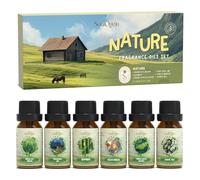 SoulOrigin Natural Essential Oils Set, Fragrance Oil Set for Home Oil Diffusers, Scented Oils for Soap Candle Making 6x10ml - Fresh Cut Grass, Mountain Air, Bamboo, Ocean Breeze, Fresh Lotus Leaves