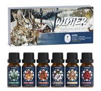 SoulOrigin Winter Essential Oils Set, Fragrance Oil Set for Oil Diffusers, Scented Oils for Soap,Home 6x10ml - Forest Pine, Spiced Apple Cider, Cinnamon, Mint Hot Chocolate, Gingerbread, and Cranberry