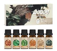 SoulOrigin Woody Essential Oils Set, Fragrance Oil Set for Oil Diffusers, Scented Oils for Soap Candle Making 6x10ml - Cedar, Sandalwood, Bamboo, Vetiver, Teakwood, and Forest Pine