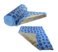 SoulPet Light Blue Dark Blue Paws Vet Bedding NON-SLIP ROLL WHELPING FLEECE DOG PUPPY PRO BED