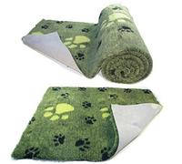 SoulPet Lime Green Large Black Paw High Grade Vet Bedding Non-Slip back Bed Fleece for Pets