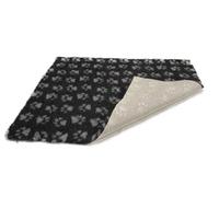 SoulPet NON-SLIP High Grade Vet Bedding Charcoal Grey Paws ROLL WHELPING FLEECE DOG PUPPY PRO BED Size: 75cm x 51cm