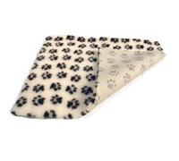 SoulPet NON-SLIP High Grade Vet Bedding Cream Brown Paws ROLL WHELPING FLEECE DOG PUPPY PRO BED Size: 75cm x 51cm