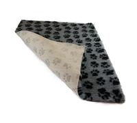 SoulPet NON-SLIP High Grade Vet Bedding Grey Black Paws ROLL WHELPING FLEECE DOG PUPPY PRO BED Size: 75cm x 51cm