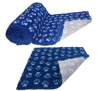 SoulPet NON-SLIP High Grade Vet Bedding Navy Blue Paws ROLL WHELPING FLEECE DOG PUPPY PRO BED Size: 5 Metre x 75cm