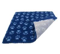 SoulPet NON-SLIP High Grade Vet Bedding Navy Blue Paws ROLL WHELPING FLEECE DOG PUPPY PRO BED Size: 75cm x 51cm