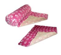 SoulPet NON-SLIP High Grade Vet Bedding Pink White Paws ROLL WHELPING FLEECE DOG PUPPY PRO BED Size: 75cm x 51cm