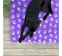 SoulPet NON-SLIP High Grade Vet Bedding Purple White Paws ROLL WHELPING FLEECE DOG PUPPY PRO BED Size: 75cm x 51cm