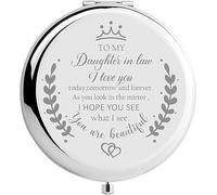 Soulpetals Daughter in Law Gifts Compact Mirror for Daughter in Law Gifts from Mother in Law for Wedding Day Birthday Christmas (Silver)
