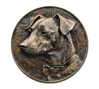 Soulpons Decorative Tin Sign 2D Flat Vintage Wall Art Jack Russell Round Tin Sign for English Countryside Decor Dog Lover's Collection and Playful Environments 12×12 Inches