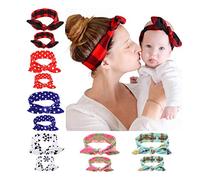 SoulQ 6 Sets Mommy and Me Headbands Hair Band Bow Knot Headbands Baby Hair Accessories Turban Baby Matching Head wrap Set, Style a, S