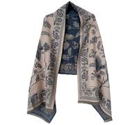 SoulQool British Style Paisley Print Scarf Shawl - Elegant Versatile Wrap for Women, All Seasons Lightweight Fashion Accessory, Perfect Scarf for Winter Autumn Spring (Blue)