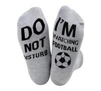 SoulQool Do Not Disturb I'm Watching Football Socks Letter Printed Funny Novelty Sayings Knitted Crew Socks Football Gifts (Grey)