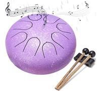 SoulQool Rain Drum for Outside Garden,Chakra Drum for Rain Outdoor, Drum Rain Chime Waterproof,Rain Drum for Garden Instrument, Chakra Drum 6 Inches 8 Notes (Purple)