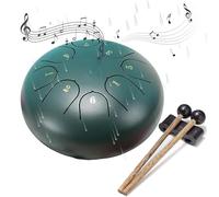 SoulQool Rain Drum for Outside Garden,Chakra Drum for Rain Outdoor, Drum Rain Chime Waterproof,Rain Drum for Garden Instrument, Chakra Drum 6 Inches 8 Notes (Green)