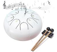 SoulQool Rain Drum for Outside Garden,Chakra Drum for Rain Outdoor, Drum Rain Chime Waterproof,Rain Drum for Garden Instrument, Chakra Drum 6 Inches 8 Notes (White)