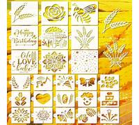 SoulQool Reusable Bread Stencils Set - 5.5 inch Baking Templates for Sourdough, Cakes, Cookies & Pies | Includes Wheat, Snowflake, “Baked with Love” Patterns (Style B)