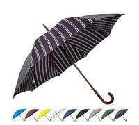 SoulRain 48" Large Umbrella-Golf Windproof Strong Stick Umbrellas,Wind Resistant Umbrella for Rain,Durable Travel&Rainproof Vintage Cane with Classic Wooden Handle for Mens & Women (Elegant Stripes)
