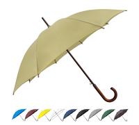 SoulRain 48" Large Umbrella-Golf Windproof Strong Stick Umbrellas,Wind Resistant Umbrella for Rain,Durable Travel&Rainproof Vintage Cane with Classic Wooden Handle for Mens & Women(Beige)