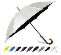SoulRain 48" Arc Classic Wood Handle Umbrella Auto Open Windproof Unbreakable Stick Rain Umbrella (Balck/silver)