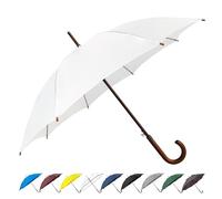 SoulRain 48" White Stick Umbrella - Large Windproof Wedding Umbrella for Rain, heavy duty Automatic Open,Vintage Cane Umbrella with Wooden Handle & Shaft, Elegant Parasol for Women & Men(White)