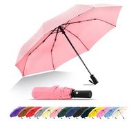 SoulRain Compact Windproof Travel Umbrella - Small, Mini Folding Parasol Kring Buckle. for Backpacks and Cars, Offering Sun & UV Protection(CoolPink)