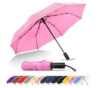 SoulRain Compact Windproof Travel Umbrella - Small, Mini Folding Parasol Kring Buckle. for Backpacks and Cars, Offering Sun & UV Protection(Pink)