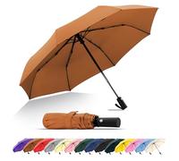 SoulRain Compact Windproof Travel Umbrella - Small, Mini Folding Parasol Kring Buckle. for Backpacks and Cars, Offering Sun & UV Protection(Brown)