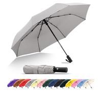 SoulRain Compact Windproof Travel Umbrella - Small, Mini Folding Parasol Kring Buckle. for Backpacks and Cars, Offering Sun & UV Protection(Grey)