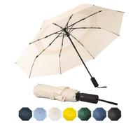 SoulRain Travel Umbrella - Windproof and Compact Umbrella for Rain - Perfect Large Auto Folding Umbrella - Ideal Car umbrella, Golf umbrella, and Travel Companion (Cream)