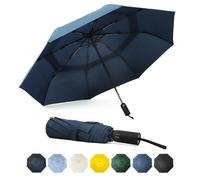 SoulRain Travel Umbrella - Windproof and Compact Umbrella for Rain - Perfect Large Auto Folding Umbrella - Ideal Car umbrella, Golf umbrella, and Travel Companion (Navy Blue)