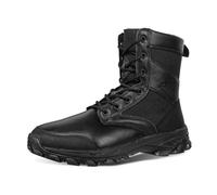 soulsfeng Men’s Black Leather Army Tactical Military Boots Air Assault Tactical Boots High Lightweight Combat Police Jungle Boots with Side Zip for Work Cadet Patrol