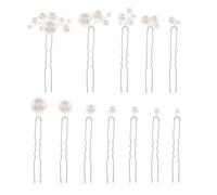 Soulshow 12 Pieces Vintage Silver Pearl Hair Pins for Women Handmade White Wedding Hair Pins Pearl Hair Accessories for Bridal