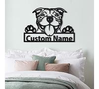 SOULSIS American Pit bull Decorative Wood Sign Art | Custom Dog Name Sign | Rustic Wall Art