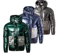 Soulstar Men's Premium Padded Hooded Winter Jacket (Shiny_Green, S)