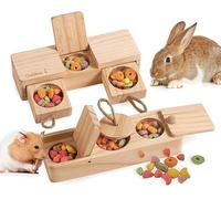 SoulThink® Interactive Wooden Pet Rabbit Toys - Sniff n' Snack Bunny Chew Toys for Rabbit Treats, Suited as Guinea Pig, Hamster for Boredom, Bunny Toys for Rabbits Keep Busy (2 Sets)
