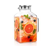 SoulTimes 1 Gallon Thickened Glass Pitcher with Lid and Wider Handle.