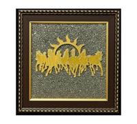 Soulwise Seven Horses with Rising Sun Wall Frame on Natural Pyrite Base - Original Pyrite Frame Vastu Wall Decor for Good Luck, Prosperity & Success | Running Horses Photo Frame for Living Room