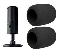 SOULWIT 2Pcs Microphone Pop Filter for Razer Seiren X, Protective Mic Cover Windscreen Foam - Black