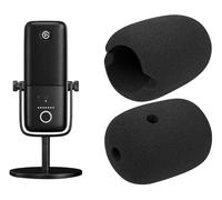 SOULWIT 2Pcs Microphones Pop Filter for Elgato Wave:3(Wave3), Protective Mic Cover, Replacement Windscreen Foam - Black