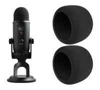 SOULWIT 2Pcs Pop Filter for Blue Yeti/Yeti Pro USB, Protective Mic Cover Windscreen Foam for Logitech for Creators - Black