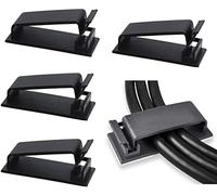 SOULWIT 50Pcs Bundling Multiple Cable Management Clips - Black | Self Adhesive Cable Clips for Desktop Charging Cable, Nightstand, Mouse Cable Wire PC Office Home