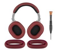 SOULWIT Ear Pads Cushions + Headband + Silicone Earpads Cover Protector, Replacement Kit for ATH M50, M50X, M50XWH, M50XBT, M50XBT2, M50S/LE Headphones, Replacement Repair Part (Burgundy)