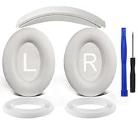 SOULWIT Ear Pads Cushions + Headband + Silicone Earpads Cover Protector, Replacement Kit for Bose QuietComfort 45 (QC45)/QuietComfort SE (QC SE)/New Quiet Comfort Over-Ear Headphones - White Smoke