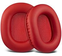 SOULWIT Earpads Replacement for Audio Technica ATH M50X M50XBT M50RD M40X M30X M20X MSR7 SX1 Monitor Headphones, Ear Pads Cushions with Softer Protein Leather, High-Density Foam - Red