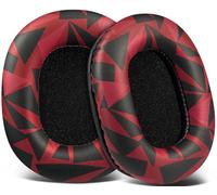 SOULWIT Earpads Replacement for Audio Technica ATH M50X M50XBT M50RD M40X M30X M20X MSR7 SX1 Monitor Headphones, Ear Pads Cushions with Softer Protein Leather, High-Density Foam - Red Storm
