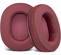 SOULWIT Earpads Replacement for Audio Technica ATH M50X M50XBT M50RD M40X M30X M20X MSR7 SX1 Monitor Headphones, Ear Pads Cushions with Durable Grid Mesh Fabric - Burgundy