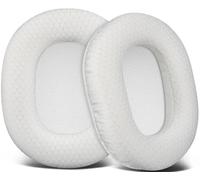 SOULWIT Earpads Replacement for Audio Technica ATH M50X M50XBT M50RD M40X M30X M20X MSR7 SX1 Monitor Headphones, Ear Pads Cushions with Durable Mesh Fabric, High-Density Foam - White